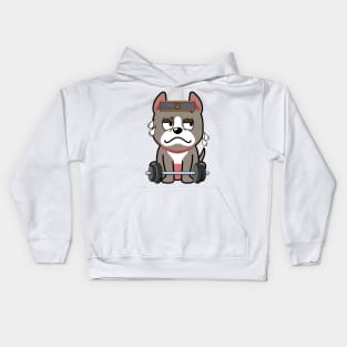 Cute grey dog is exercising Kids Hoodie